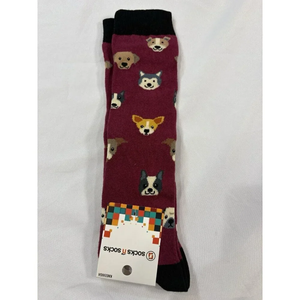 Socks N Socks Womens One Size Cute Dogs Kneehigh Graphic Socks 1 Pair